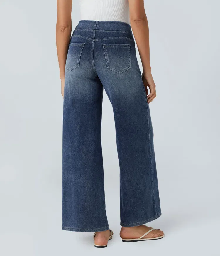 Quin - Super Stretch High-Waisted Wide Leg Jeans