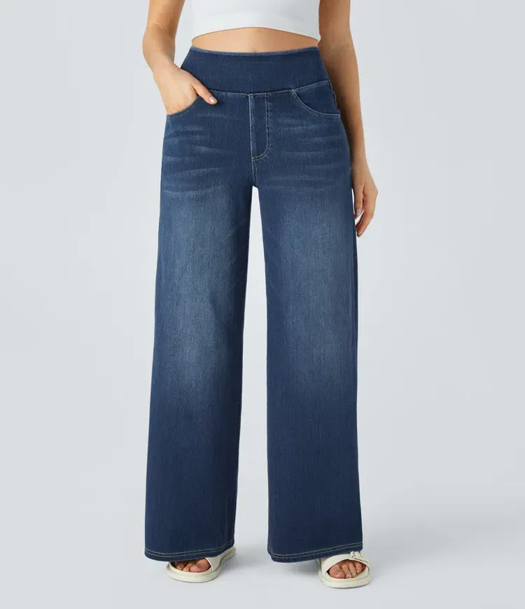 Quin - Super Stretch High-Waisted Wide Leg Jeans