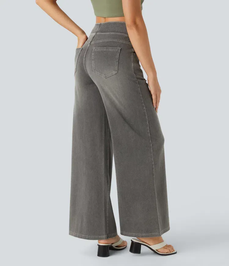 Quin - Super Stretch High-Waisted Wide Leg Jeans
