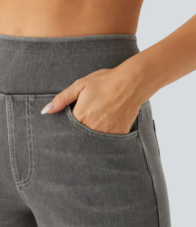 Quin - Super Stretch High-Waisted Wide Leg Jeans