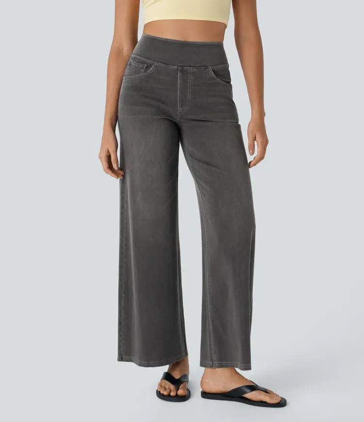 Quin - Super Stretch High-Waisted Wide Leg Jeans