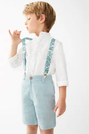 "Edwin" Shirt, Teal Shorts & Floral Braces