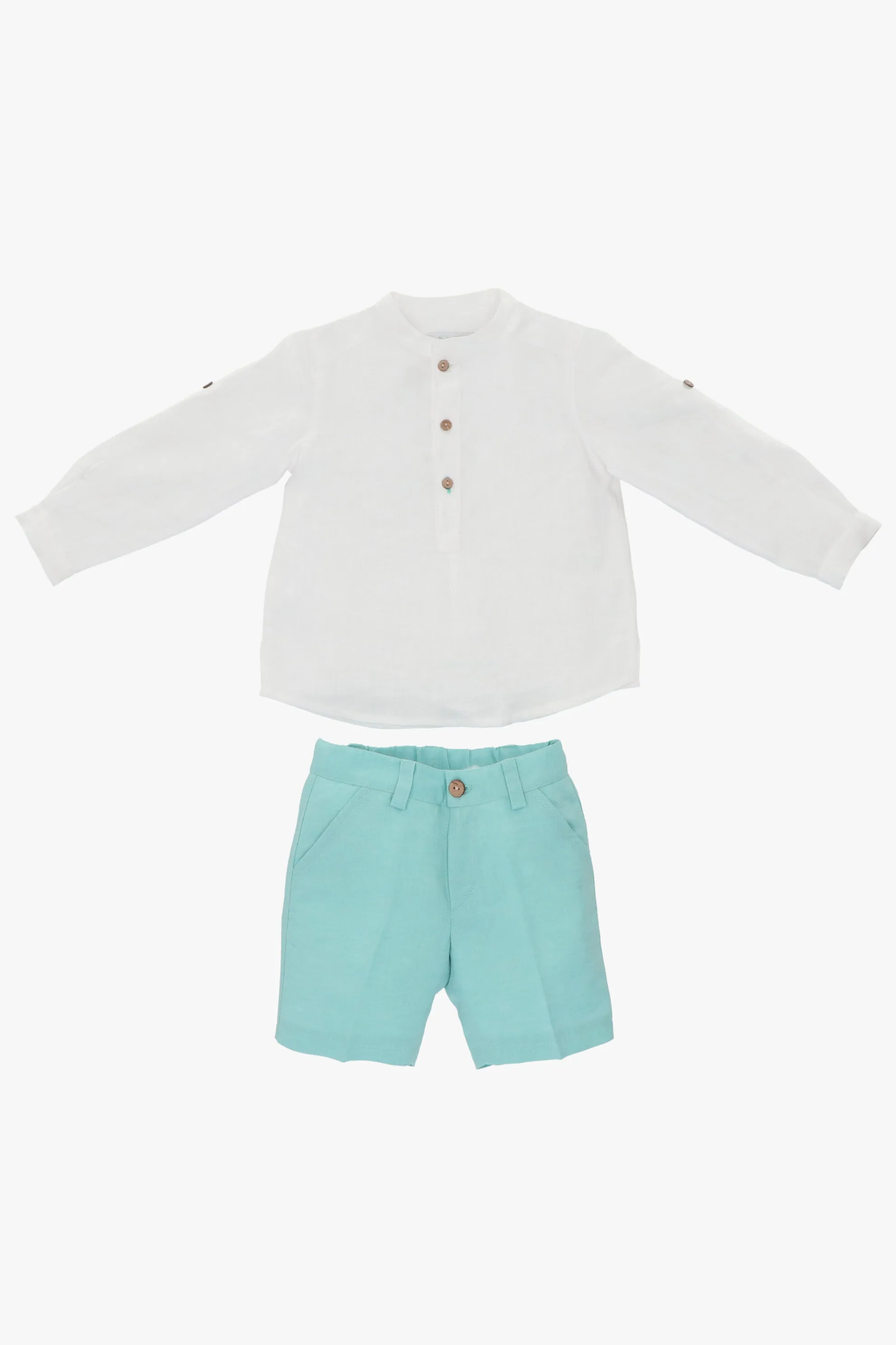 "Emre" Linen Shirt & Duck Egg Shorts