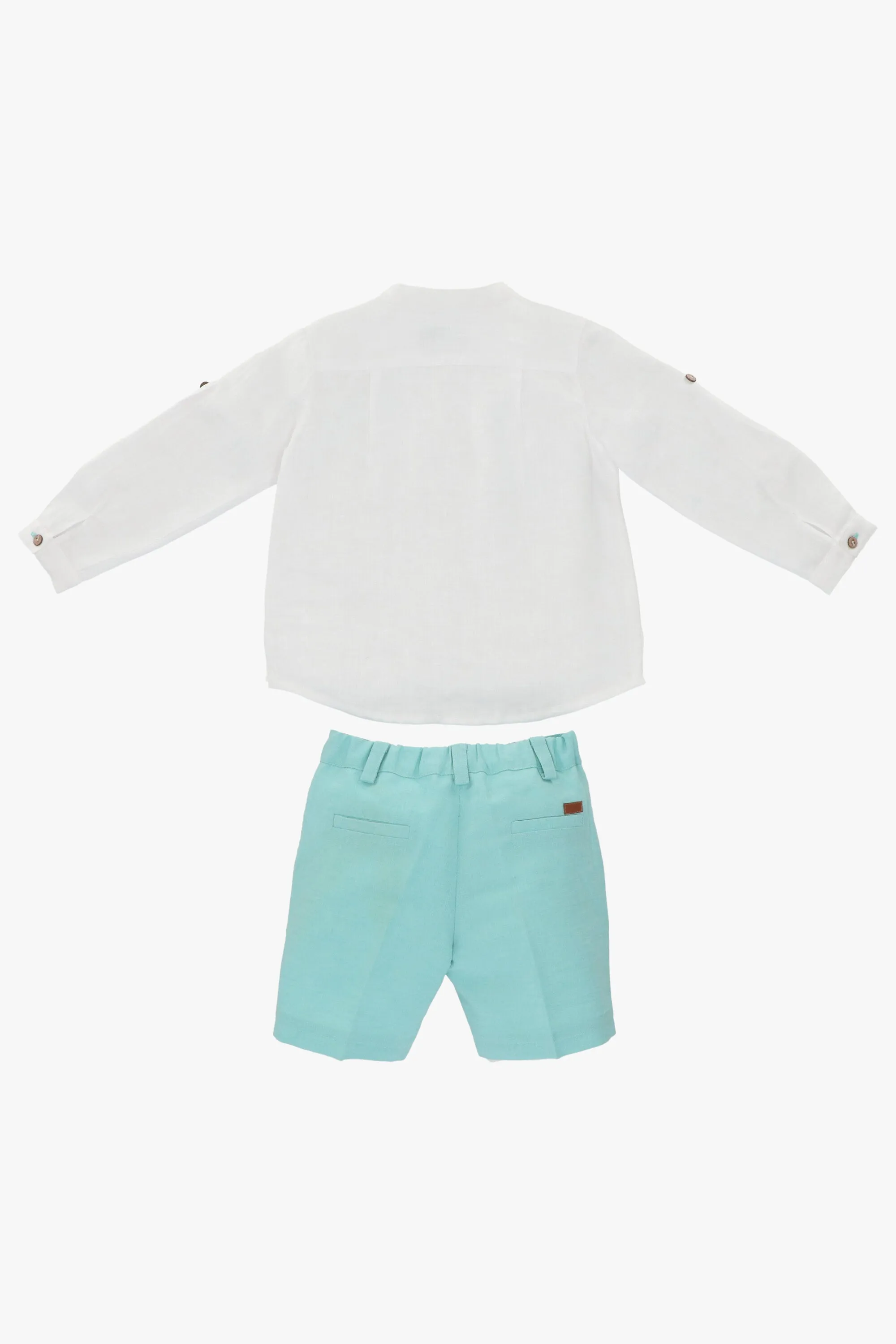 "Emre" Linen Shirt & Duck Egg Shorts