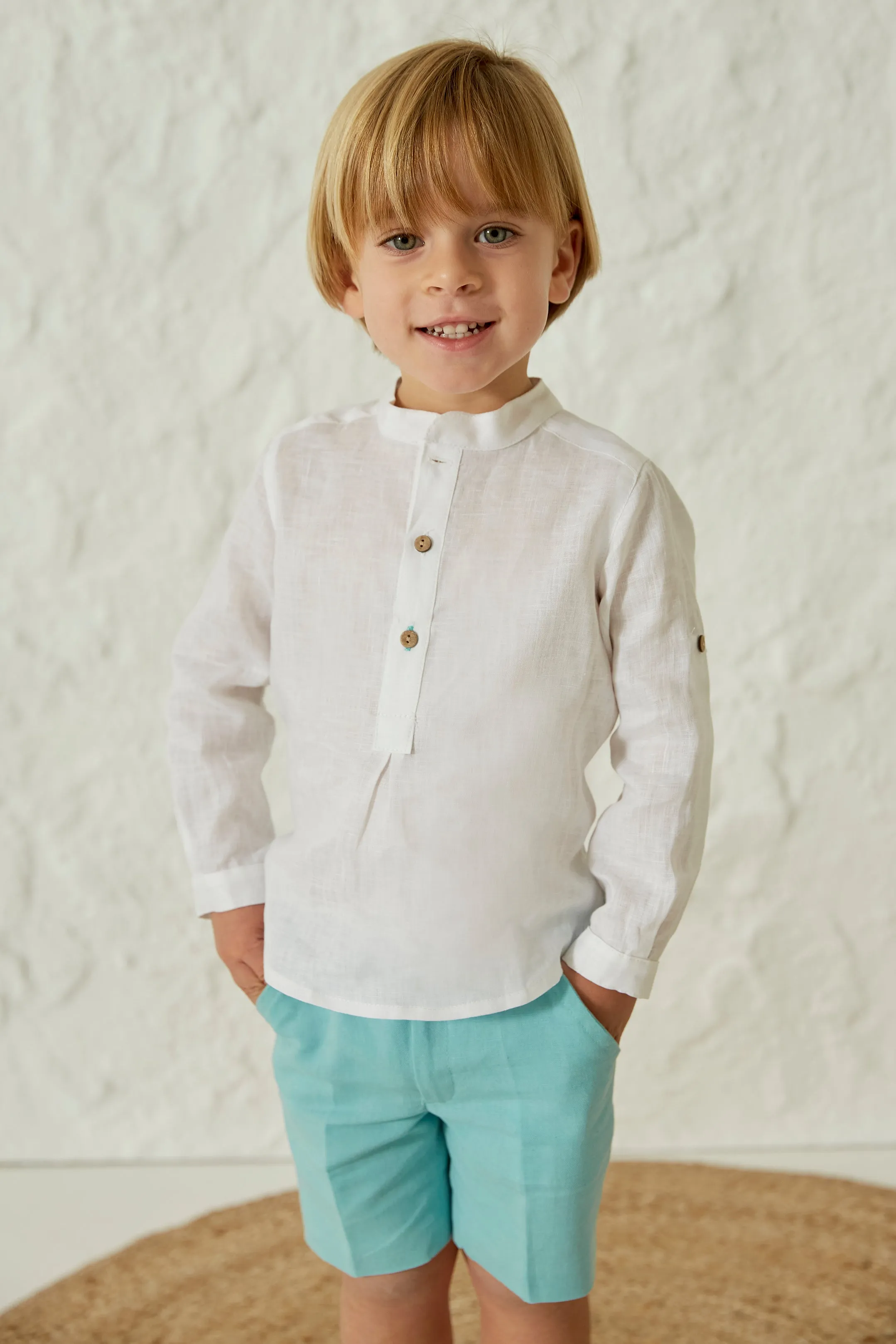 "Emre" Linen Shirt & Duck Egg Shorts