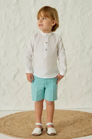 "Emre" Linen Shirt & Duck Egg Shorts