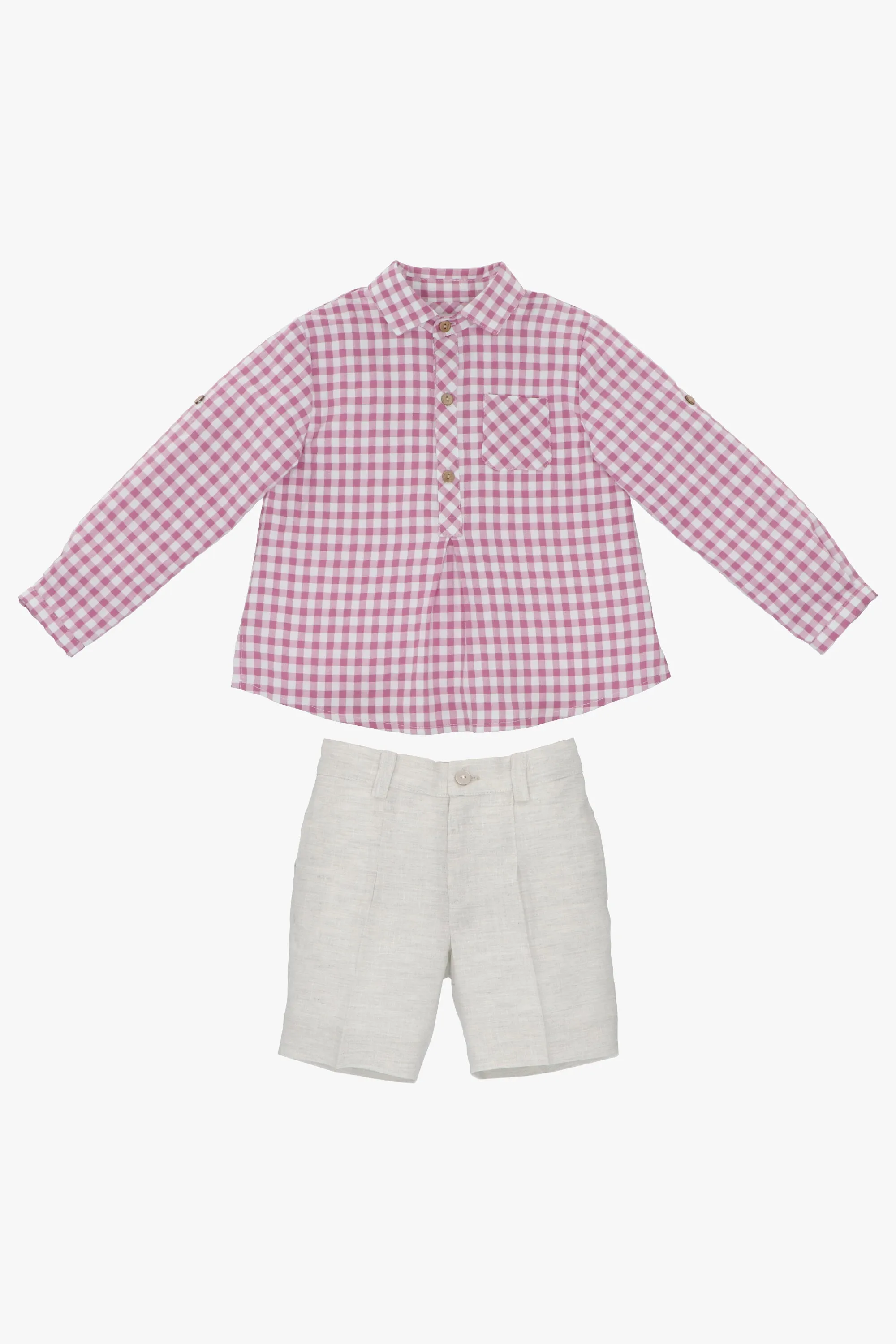 "Murray" Orchid Purple Gingham Shirt & Shorts
