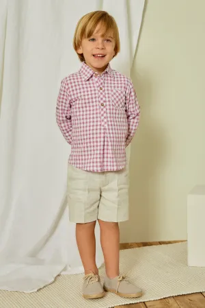 "Murray" Orchid Purple Gingham Shirt & Shorts