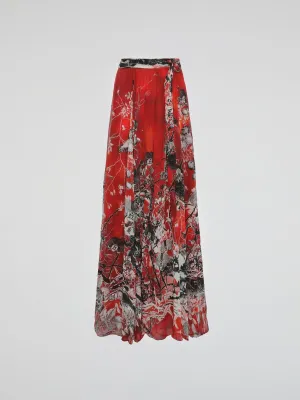 Red Printed Maxi Dress