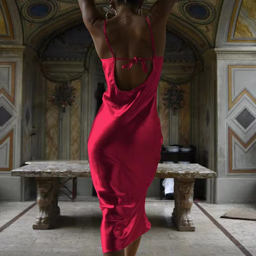 Red Textured Cowl Neck Maxi