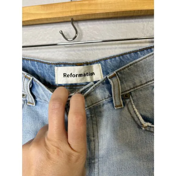 Reformation Distressed Denim Shorts