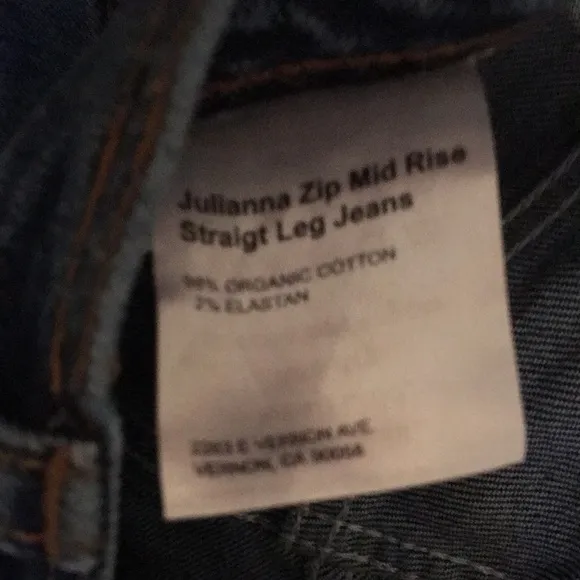 Reformation Julianna Zip Mid Rise Straight Leg Jeans size 27