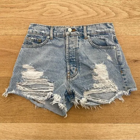 Revice Denim Distressed Fray Hem Shorts