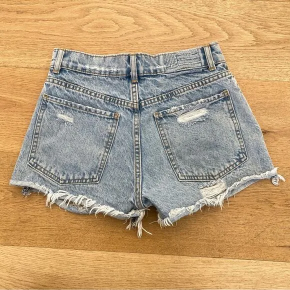 Revice Denim Distressed Fray Hem Shorts