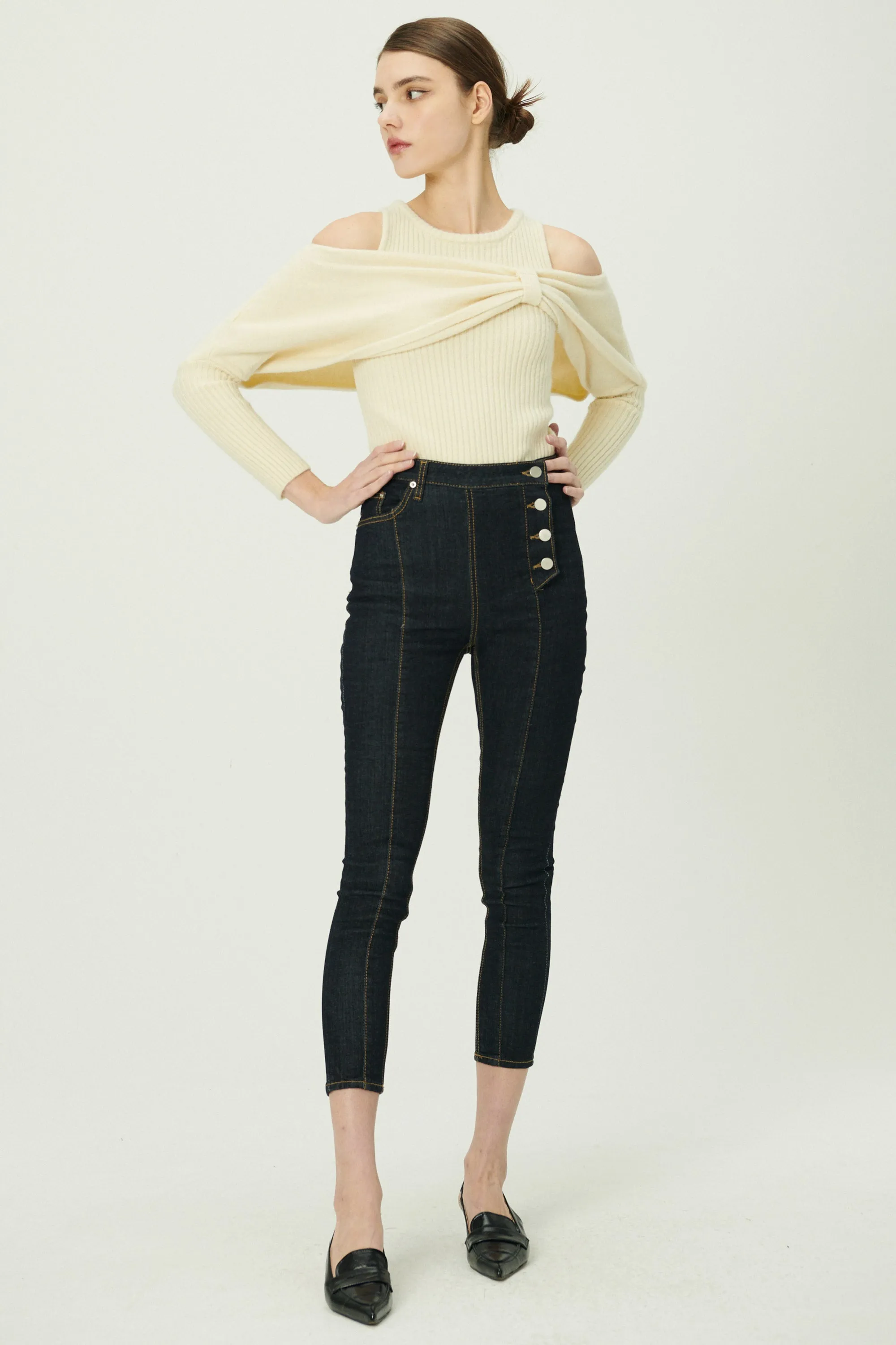 Riley Side Button Down Skinny Jeans