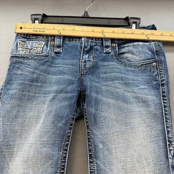 Rock Revival Shorts Women's 26 (2) Blue Bermuda Alivia Preppy Western Summer