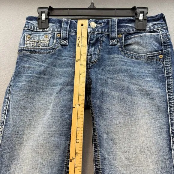 Rock Revival Shorts Women's 26 (2) Blue Bermuda Alivia Preppy Western Summer