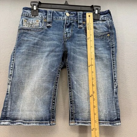 Rock Revival Shorts Women's 26 (2) Blue Bermuda Alivia Preppy Western Summer