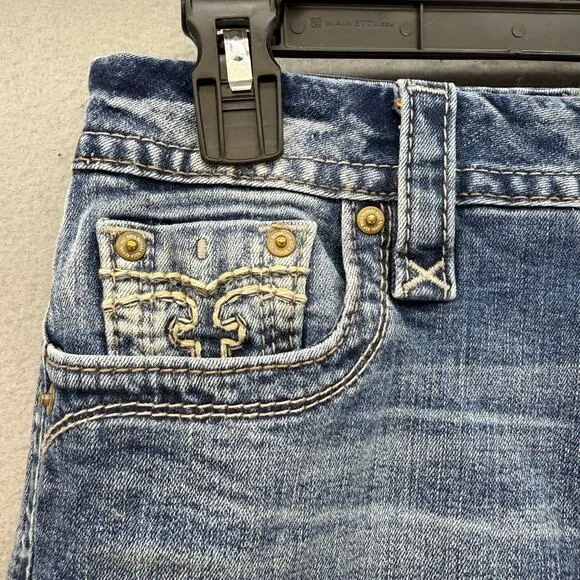 Rock Revival Shorts Women's 26 (2) Blue Bermuda Alivia Preppy Western Summer