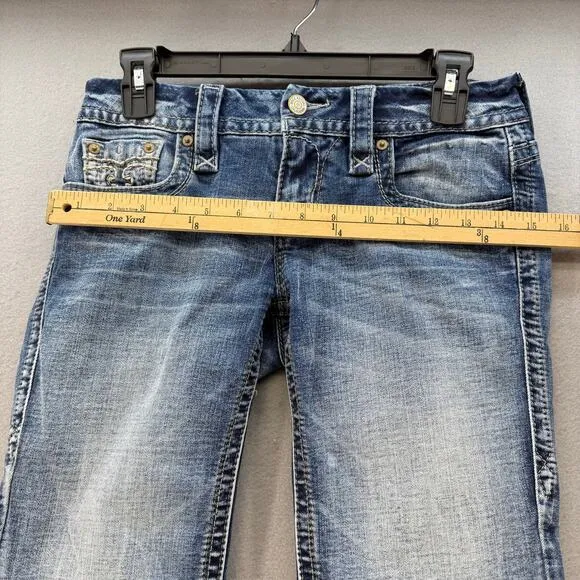 Rock Revival Shorts Women's 26 (2) Blue Bermuda Alivia Preppy Western Summer