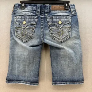 Rock Revival Shorts Women's 26 (2) Blue Bermuda Alivia Preppy Western Summer