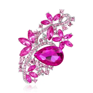 Rose Crystal & Cubic Zirconia Bezel Botany Brooch