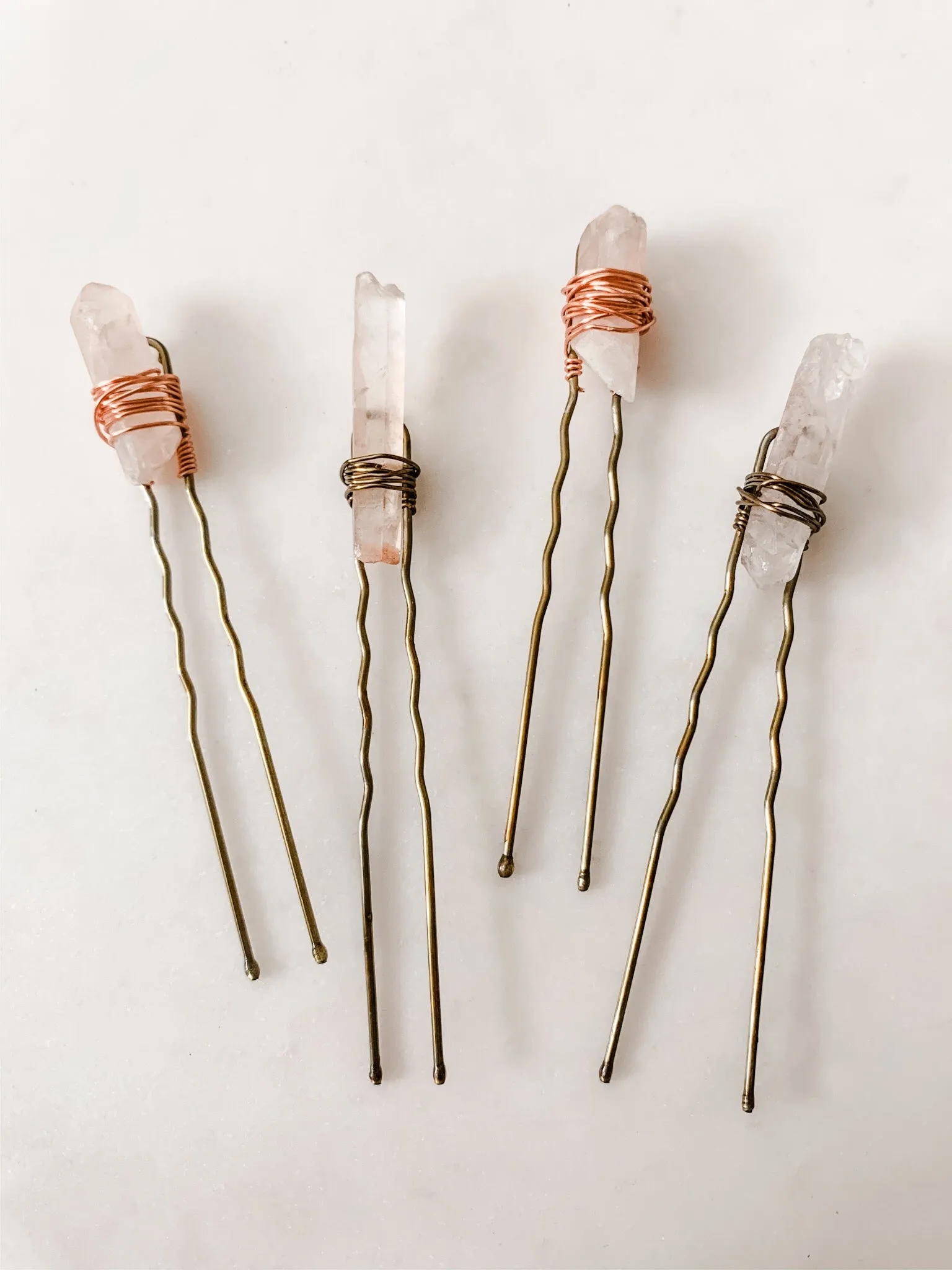 Rose Quartz Hair Pin Set