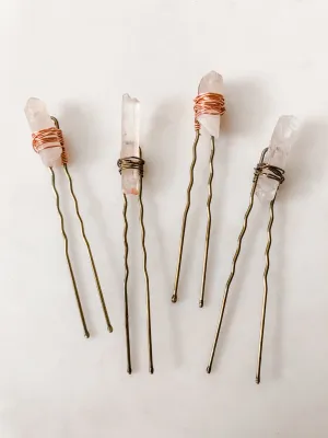 Rose Quartz Hair Pin Set