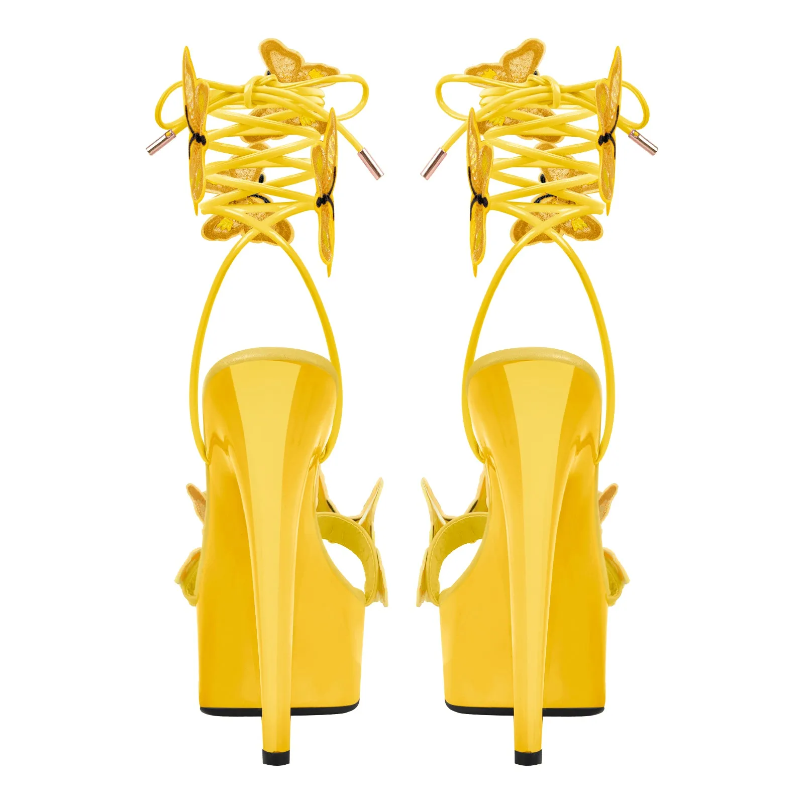 Round Toe Butterfly Lace-up Platform Stiletto Sandals