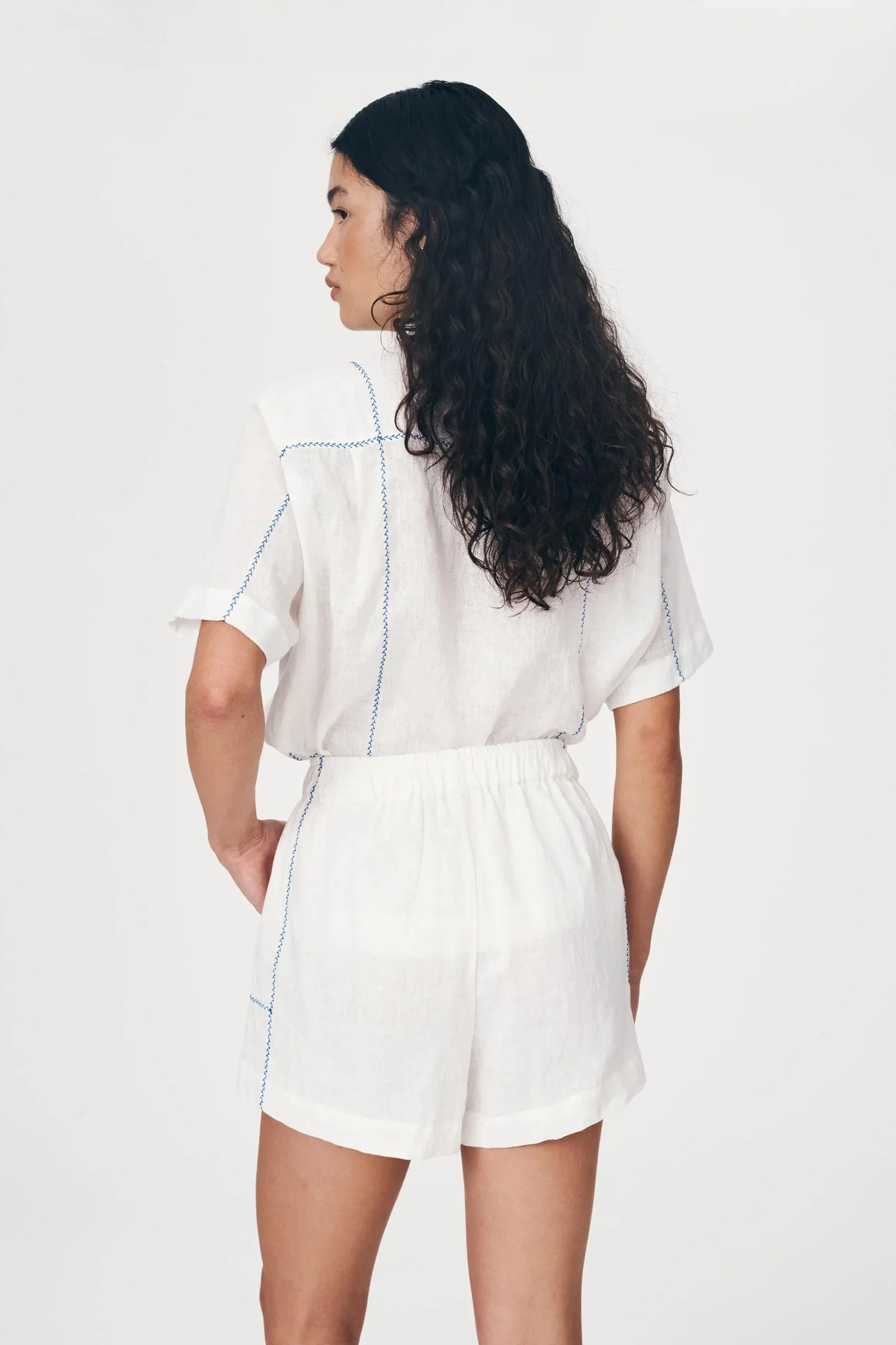 ROWIE - Aries Linen Shorts - Bone