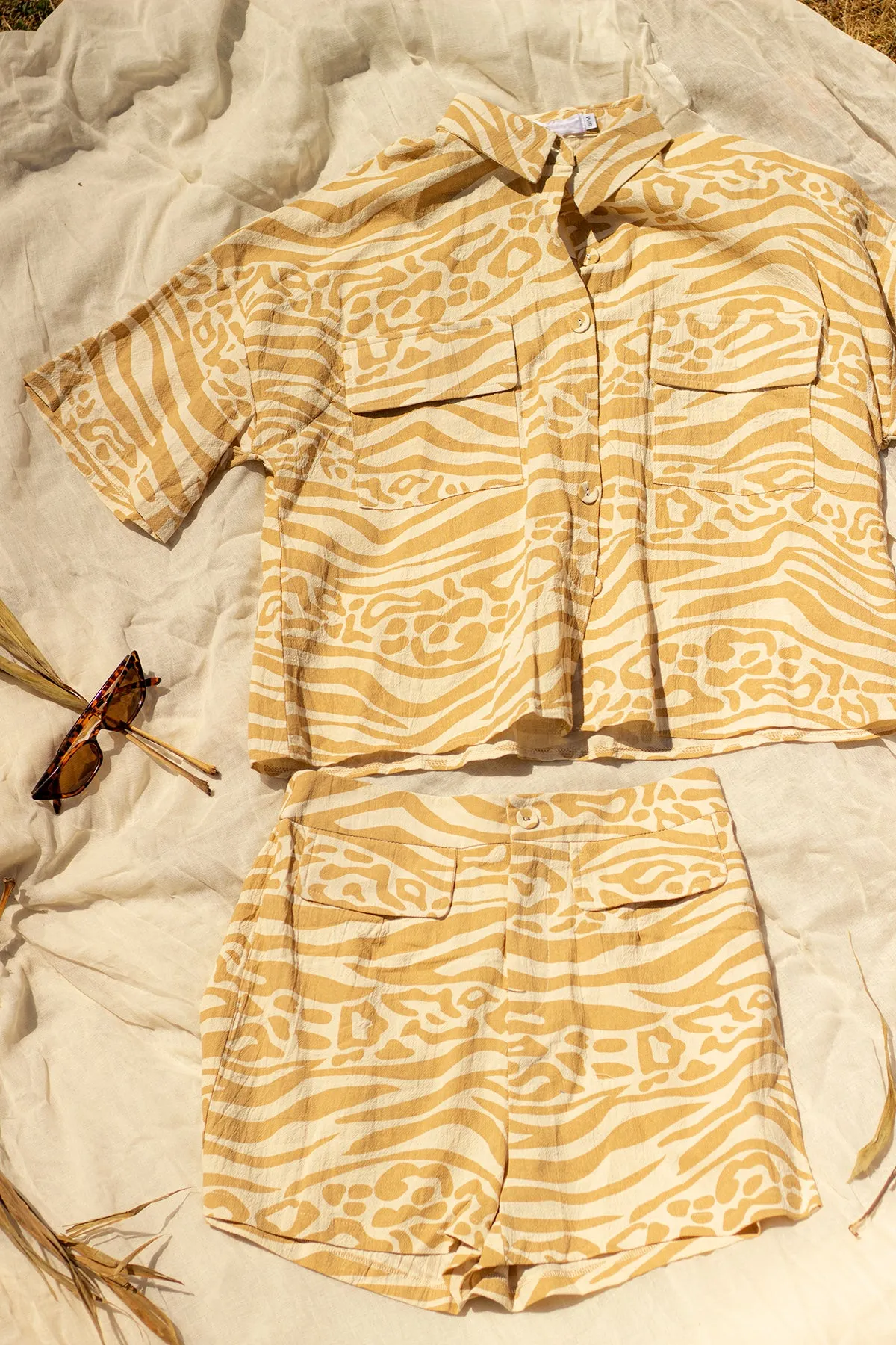 Safari Print High Waisted Shorts