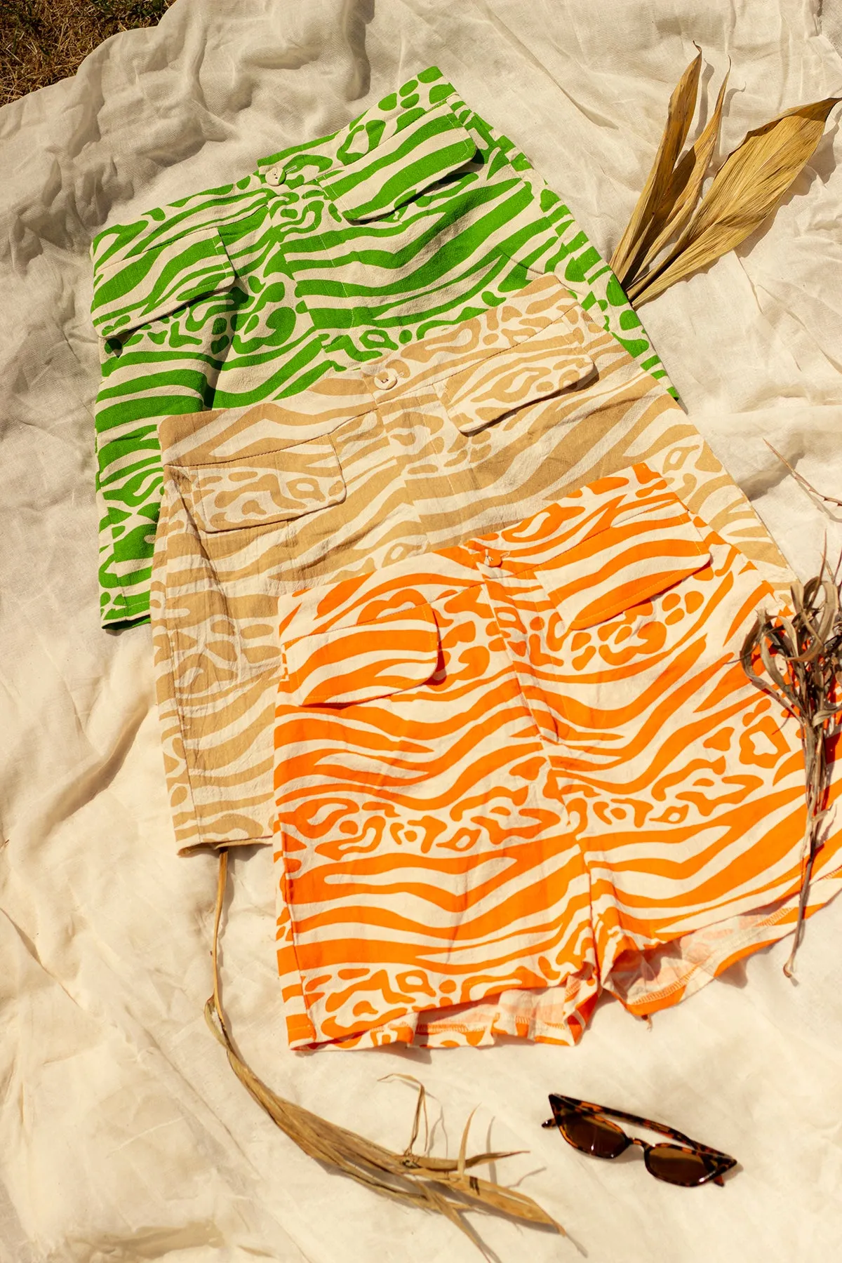 Safari Print High Waisted Shorts