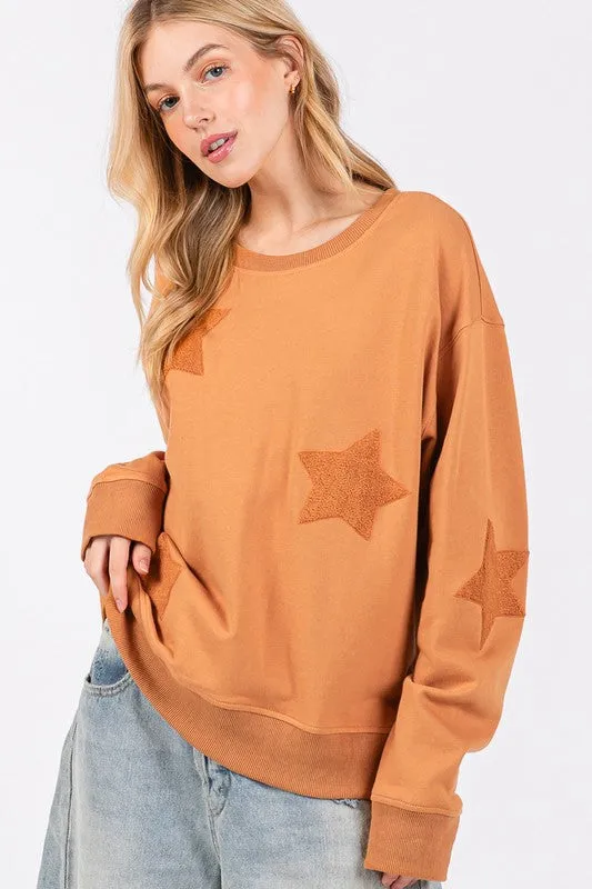 SAGE   FIG Star Patch Long Sleeve Sweatshirt