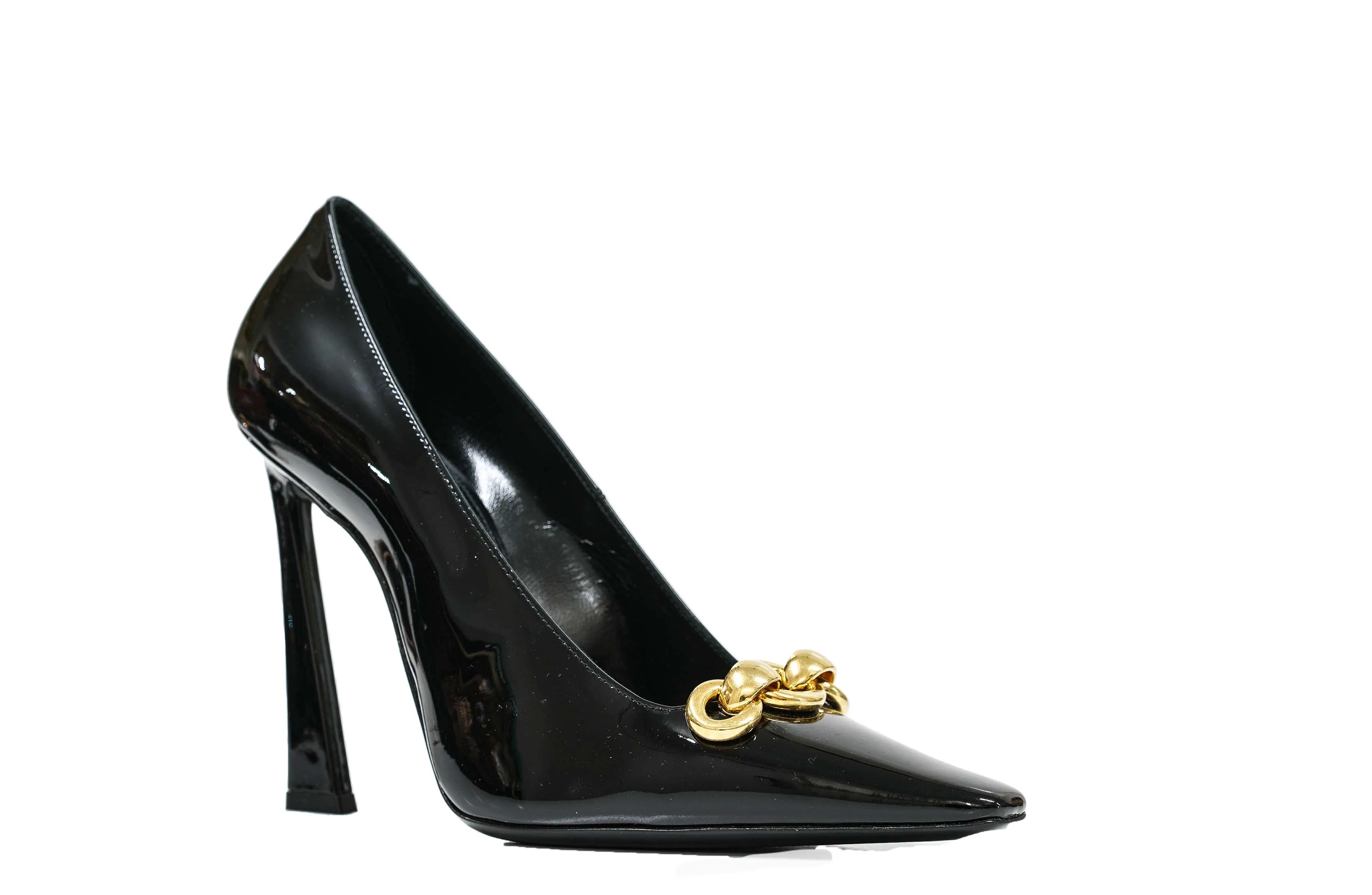 Saint Laurent Women's Black Patent Chain Pump 716572 Silvana 110 Pump  - 50% OFF