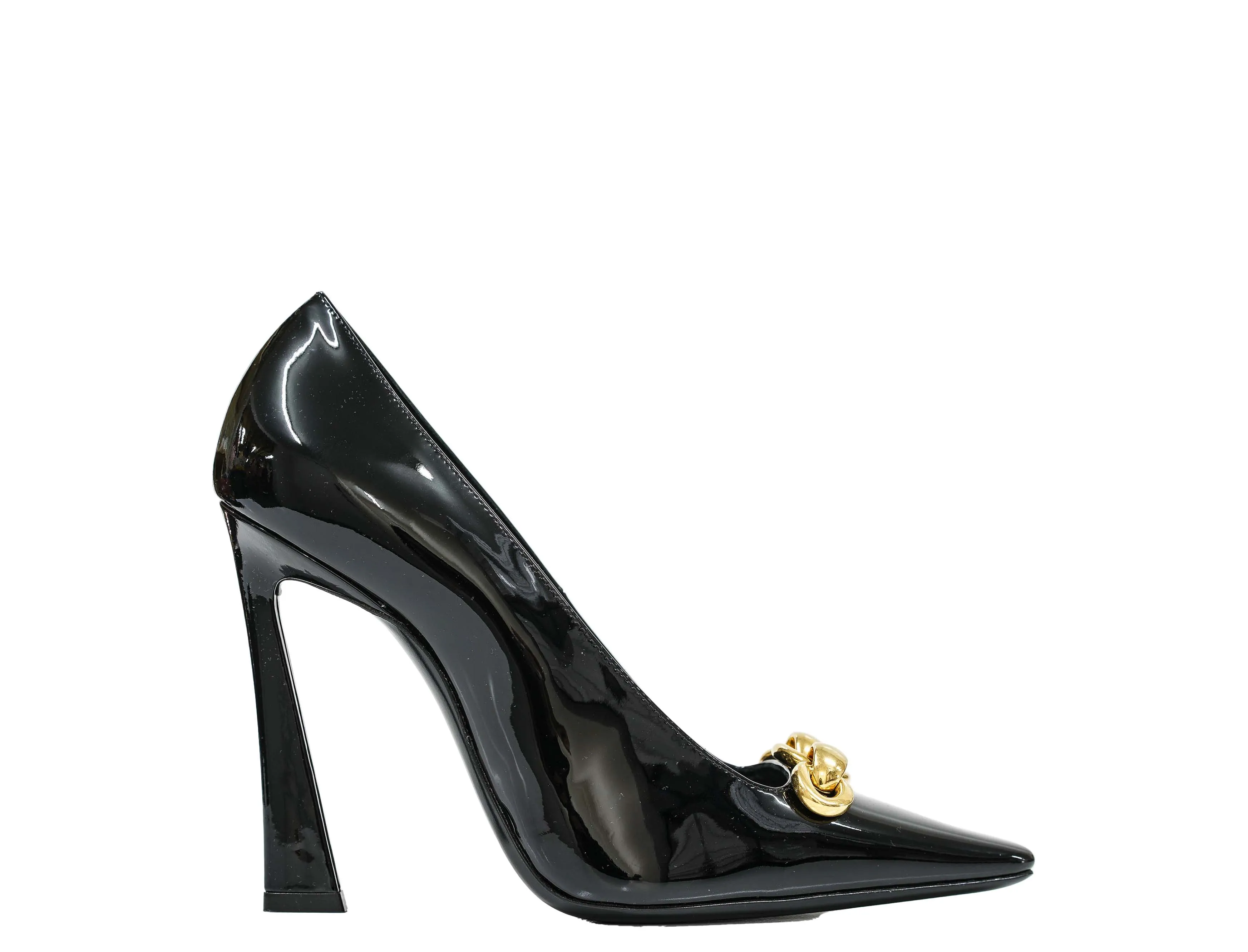 Saint Laurent Women's Black Patent Chain Pump 716572 Silvana 110 Pump  - 50% OFF