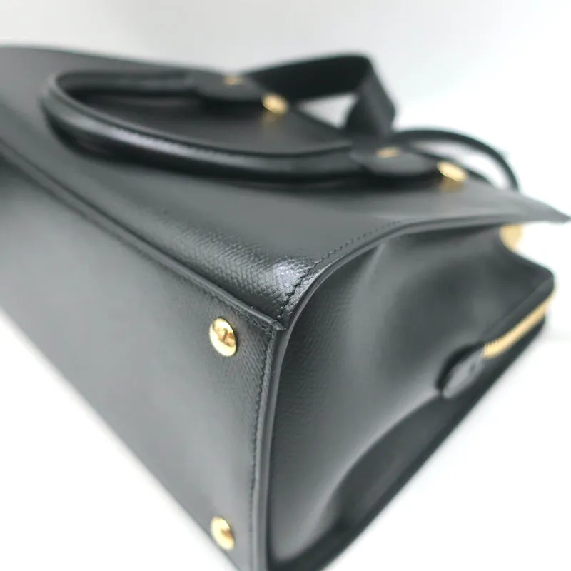 Salvatore Ferragamo Today Small Satchel Black Pebbled Leather Crossbody NEW