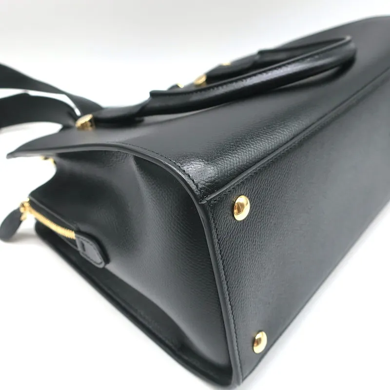Salvatore Ferragamo Today Small Satchel Black Pebbled Leather Crossbody NEW