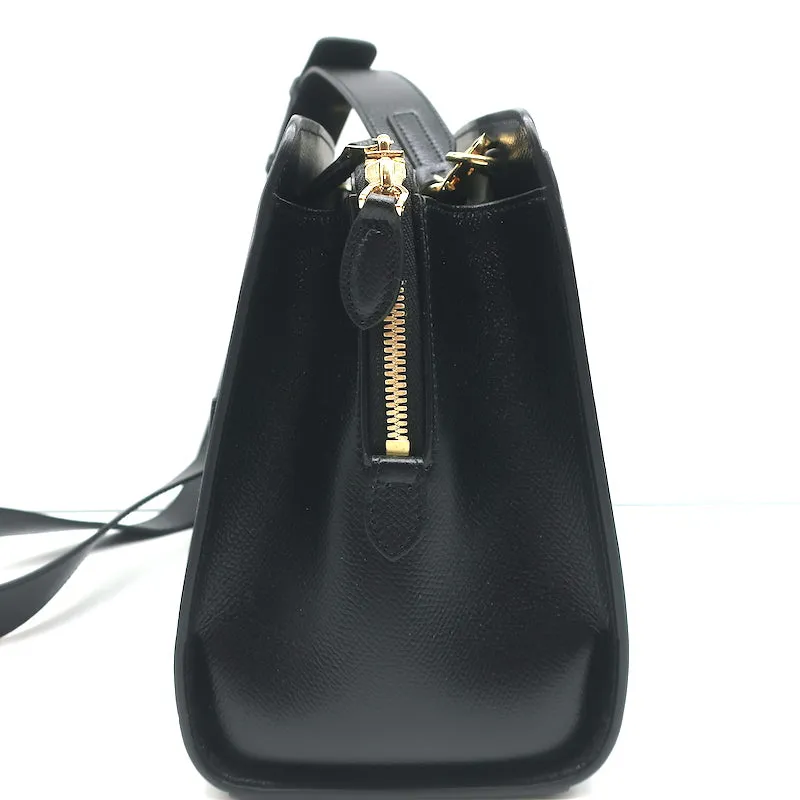 Salvatore Ferragamo Today Small Satchel Black Pebbled Leather Crossbody NEW