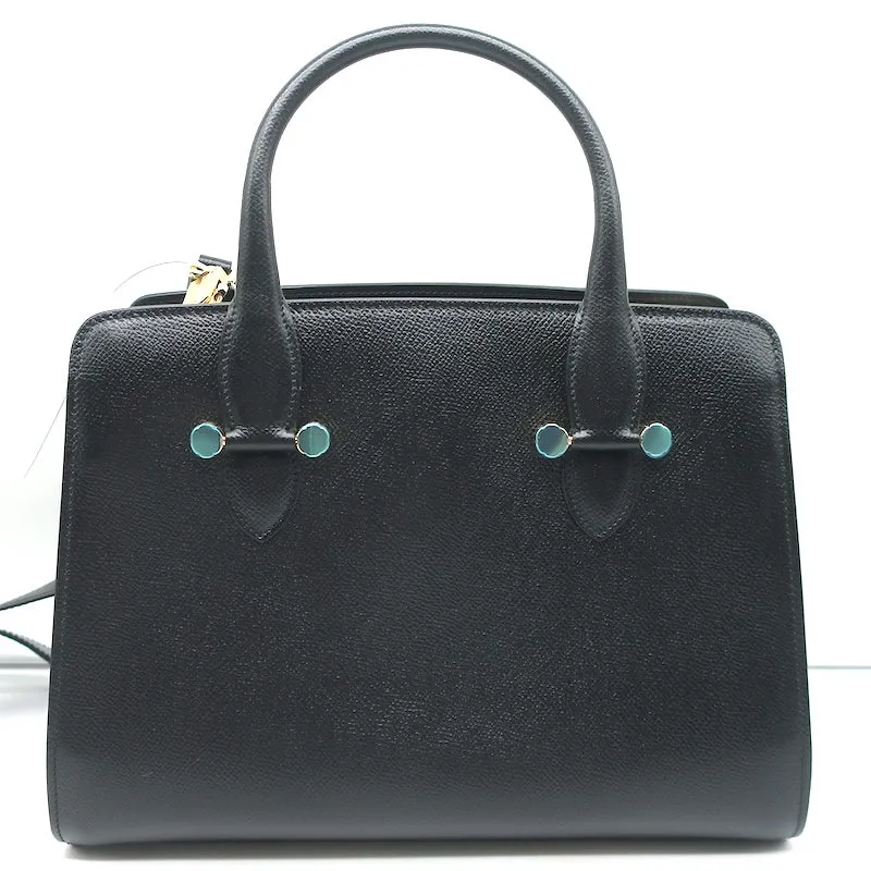 Salvatore Ferragamo Today Small Satchel Black Pebbled Leather Crossbody NEW