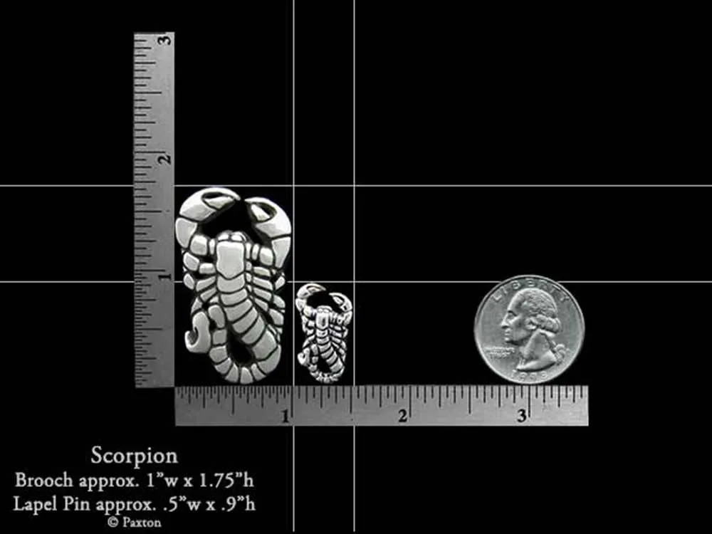 Scorpion Lapel Pin or Scorpion Brooch Sterling Silver