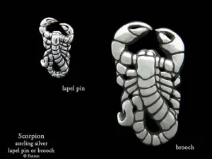 Scorpion Lapel Pin or Scorpion Brooch Sterling Silver