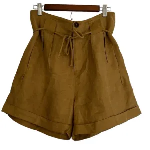 SCOTCH &amp; SODA STAY SUNNY HIGH WAISTED PAPER BAG SHORTS COCONUT SHELL BRN SIZE M