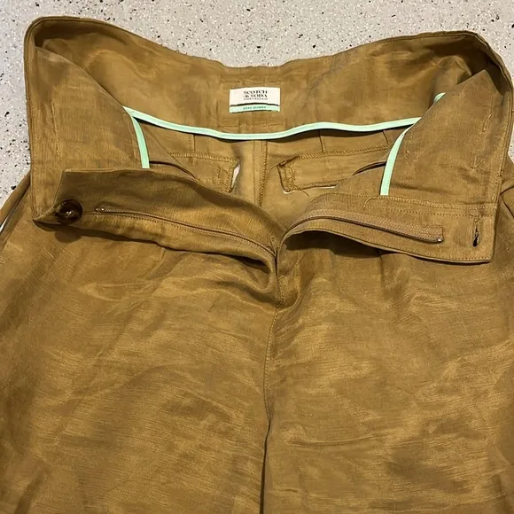 SCOTCH &amp; SODA STAY SUNNY HIGH WAISTED PAPER BAG SHORTS COCONUT SHELL BRN SIZE M