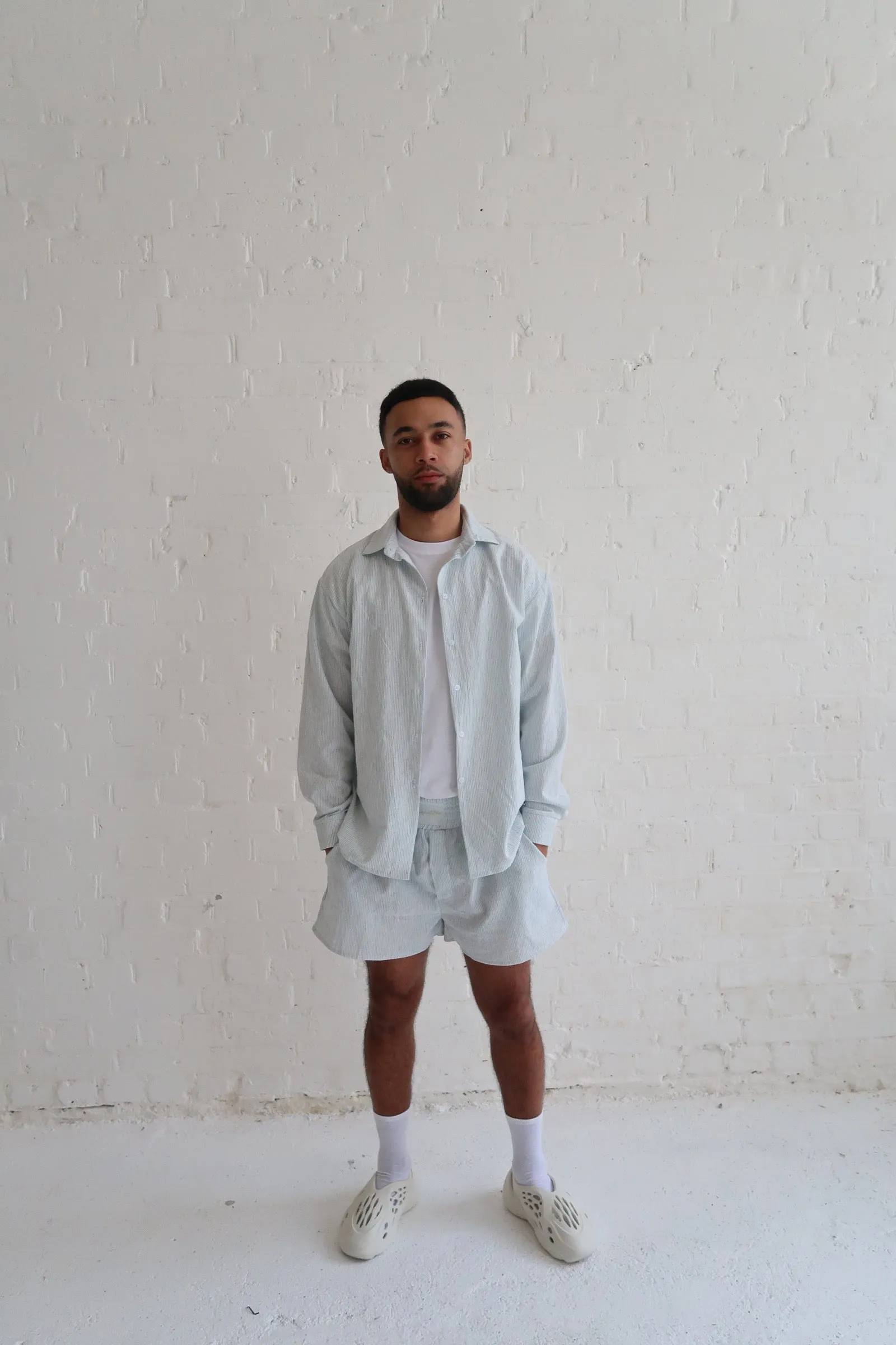 Sea Stripe Linen Boxer Shorts