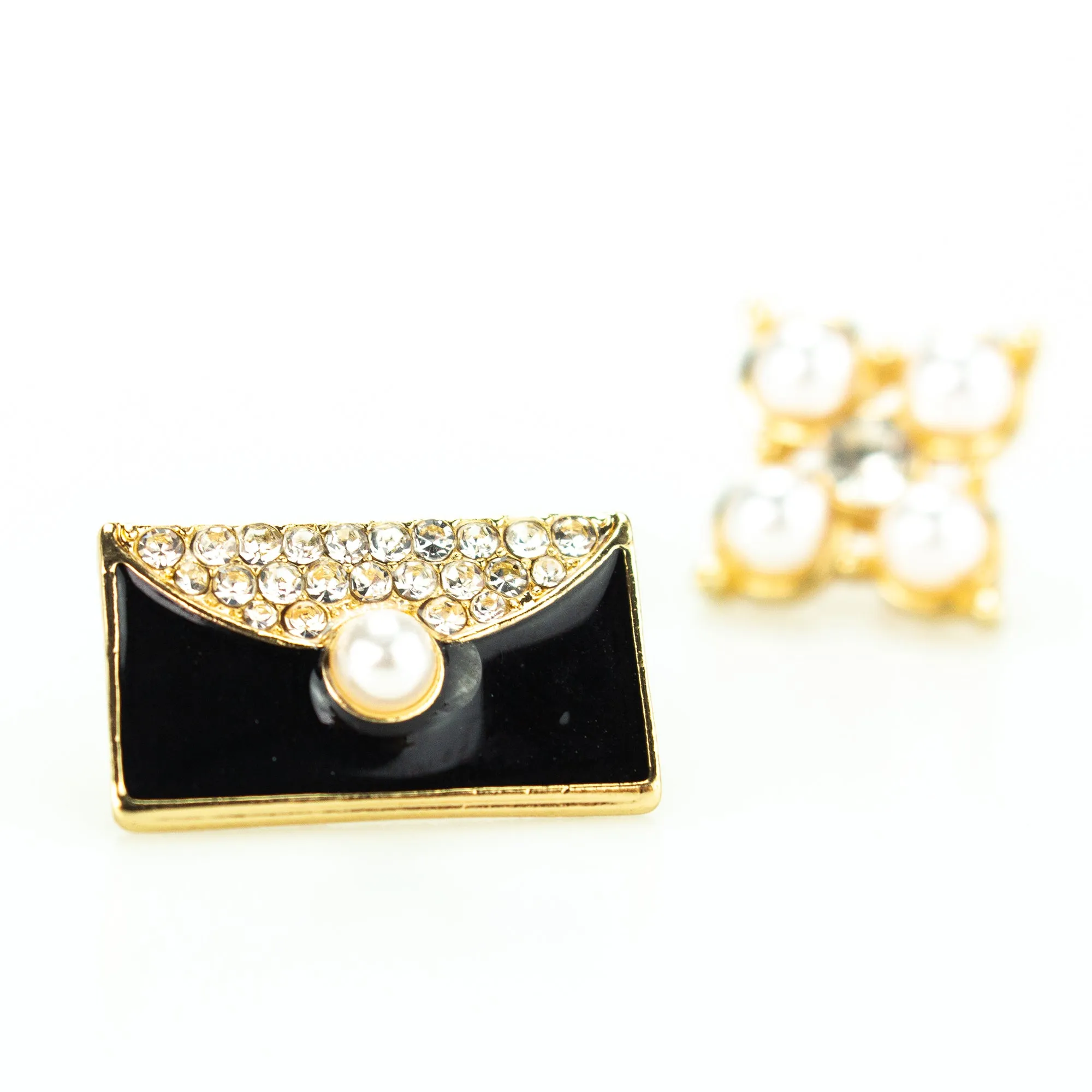 Set of 3 Brooches - Girl with a Cat, Ornament and Black Handbag