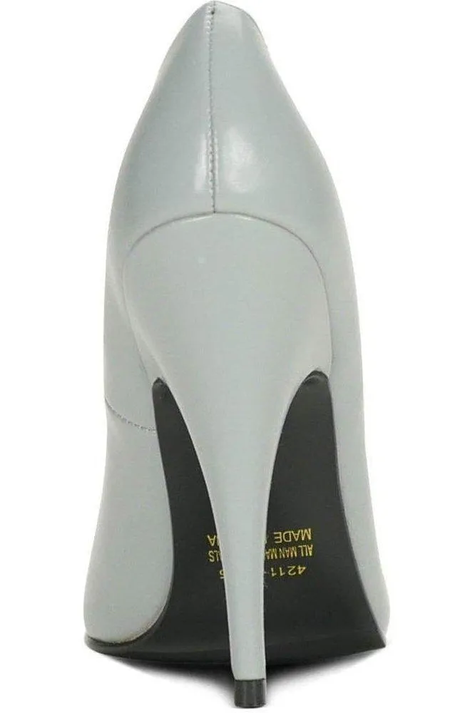 Sexy-4211 Vintage High Heel Pump | Grey Faux Leather