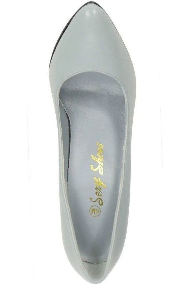 Sexy-4211 Vintage High Heel Pump | Grey Faux Leather