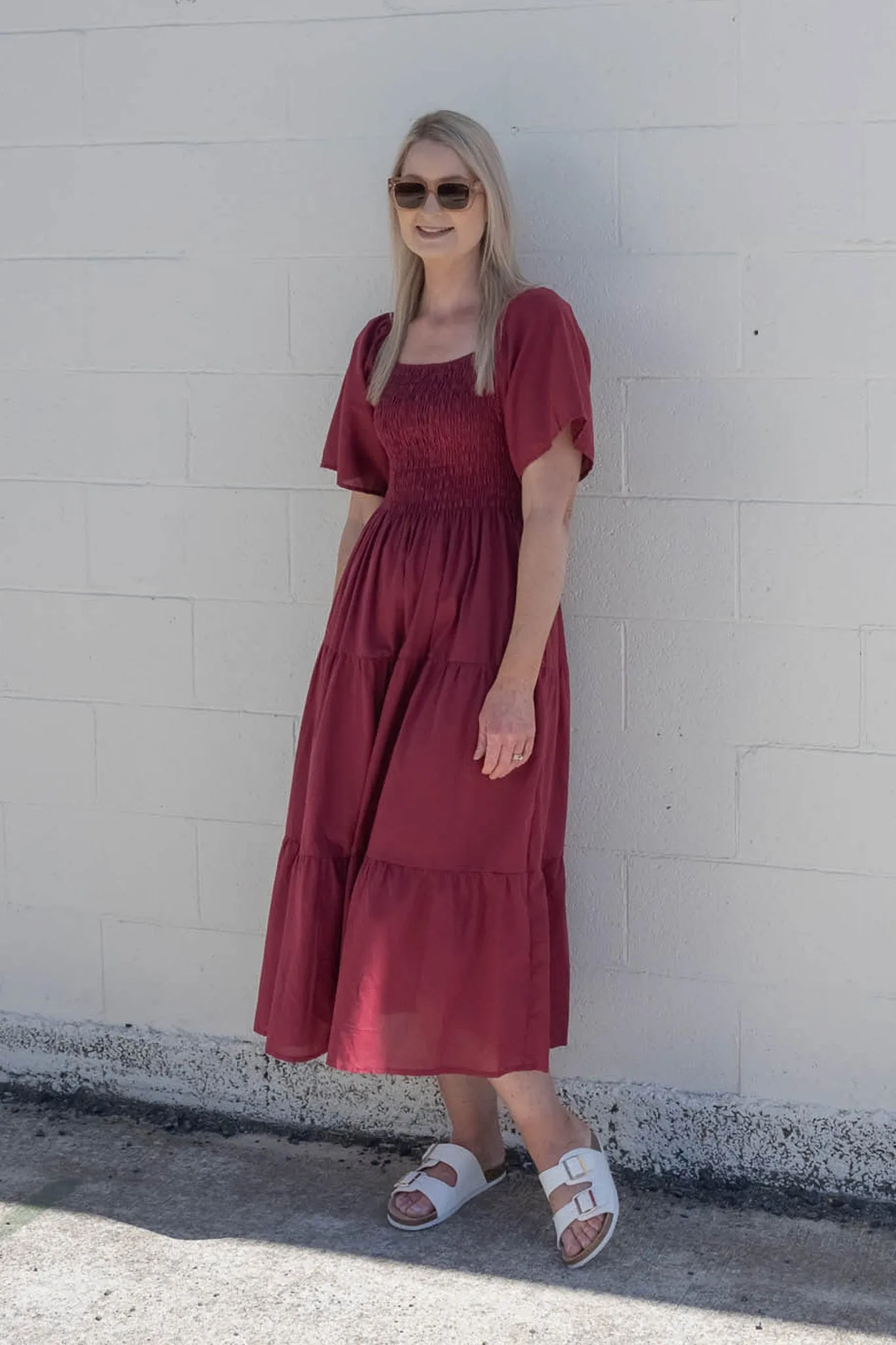 Shirred Bust Soph Maxi - Wine
