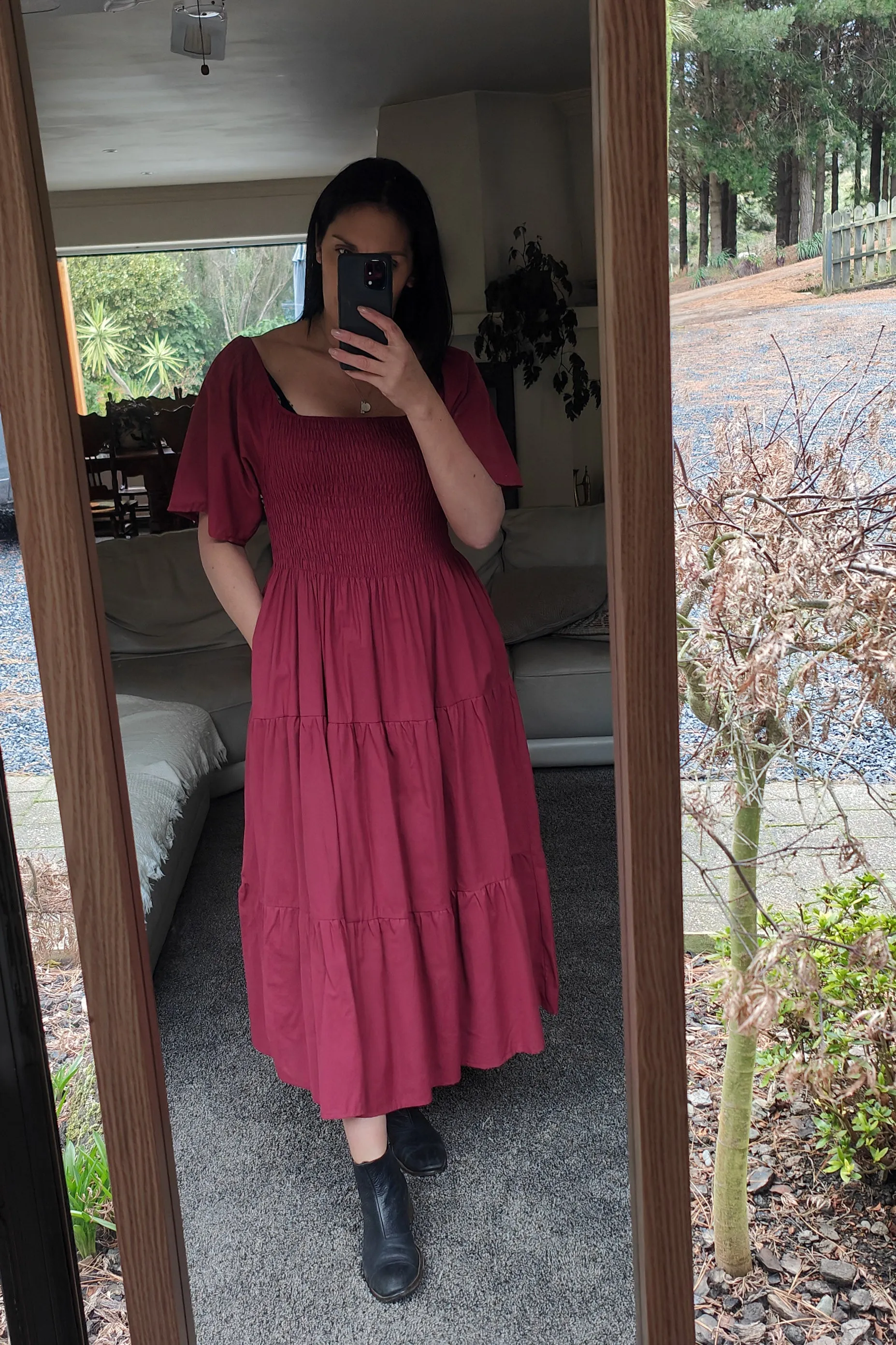 Shirred Bust Soph Maxi - Wine