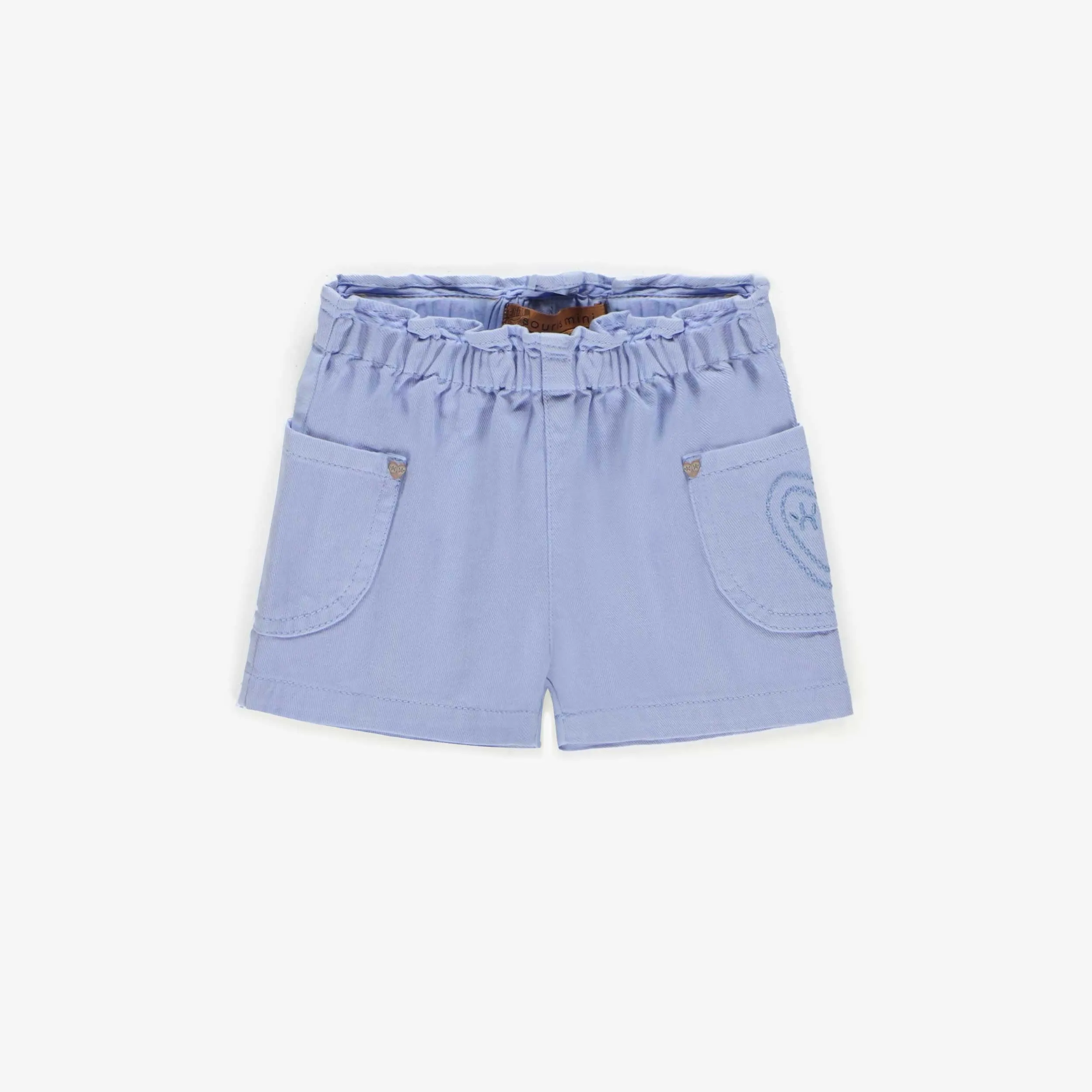 Short en denim coloré bleu pâle, bébé || Pale blue colored denim shorts, baby